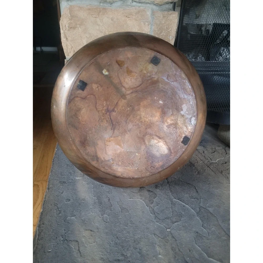 Vintage Copper & Brass‎ Planter Vase Mid Century Hammered Jardiniere Patina